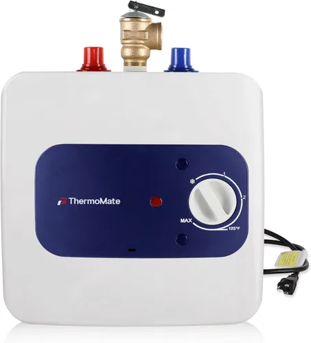 ThermoMate Calentador de agua eléctrico con mini tanque, 1.32 galones, pequeño calentador de agua debajo del fregadero para punto de uso, agua