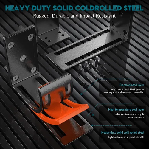 Miniatura 3 de Soportes de barricada ajustables para puerta, soporte de barra de puerta de 2 x 4, acero al carbono resistente de 0.173 in de grosor, negro, paquete