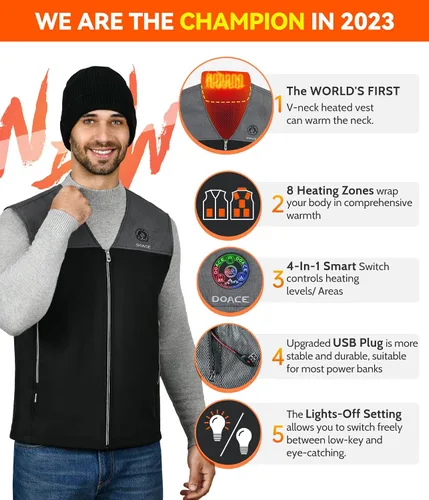 Miniatura 2 de DOACE Heated Vest for Men & Women, Smart heated Jacket, Battery Not Included