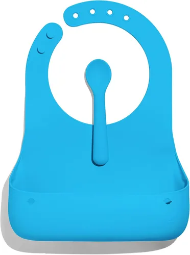 Miniatura 17 de Avanchy Baberos de silicona para bebé, impermeables, ajustables, sin BPA, juego unisex suave para niños pequeños con cuchara a juego