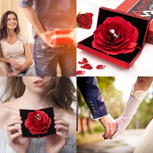 Miniatura 7 de Caja de anillo de compromiso, caja de rosas sorpresa para mujer, como propuesta, anillo de boda, regalo, etc.