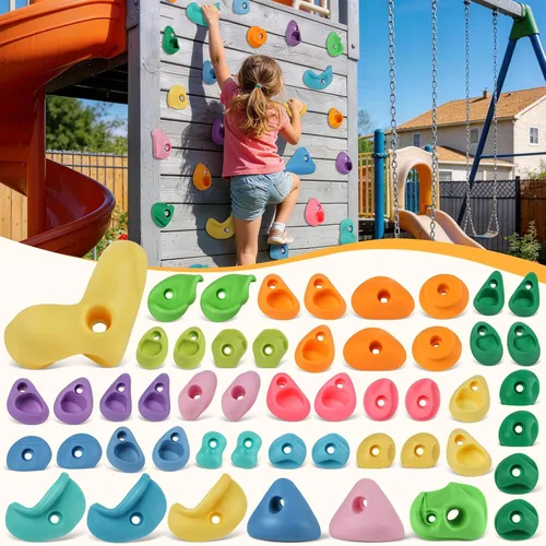 Miniatura 12 de 32 piezas de pared de escalada en roca para niños, soportes de escalada de pared de roca, kits de agarre de pared para escalada de adultos con 32