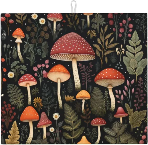 Miniatura 28 de Tapete de secado de platos de mármol blanco dorado para encimera de cocina, absorbente de 16 x 18 pulgadas, placa de microfibra de vidrio