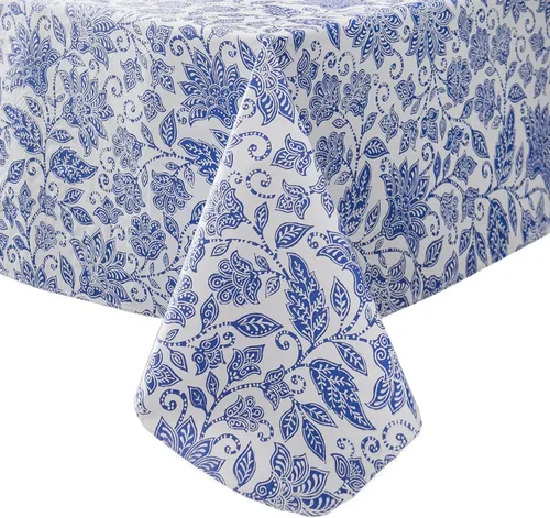 Miniatura 8 de Pioggia Mantel de vinilo con parte trasera de franela, impermeable, a prueba de aceite, mantel de PVC, cubierta de mesa de plástico lavable a prueba