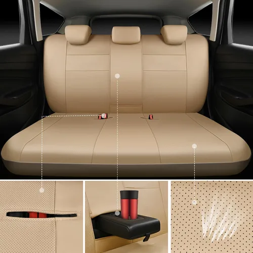 Miniatura 4 de CAR PASS Juego completo de fundas de asiento de cuero, universal, resistentes al agua, soporte de respaldo de espuma 3D, comodidad de lujo, 5