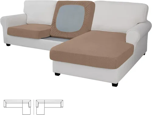 Miniatura 97 de Easy-Going - 4 Fundas de cojín elásticas para sofá seccional, izquierda/derecha, en forma de L, funda de asiento antideslizante, suave, flexible