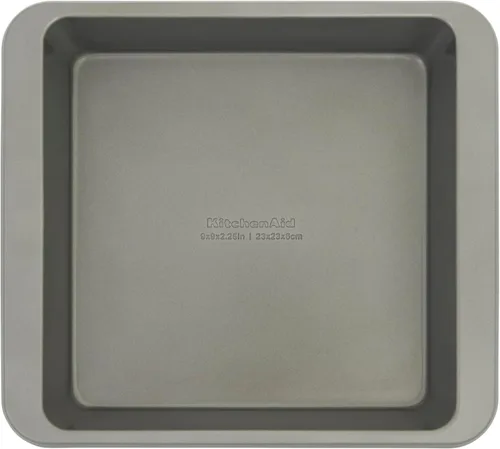 Miniatura 8 de KitchenAid Molde cuadrado de acero aluminio antiadherente de ingeniería suiza, apto para lavavajillas, contorno plateado, 9 pulgadas Plateado Contour