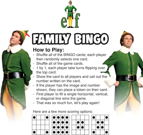 Miniatura 3 de AQUARIUS Juego de bingo familiar de elfos, divertido juego de fiesta familiar para niños, adolescentes y adultos, regalo entretenido de noche