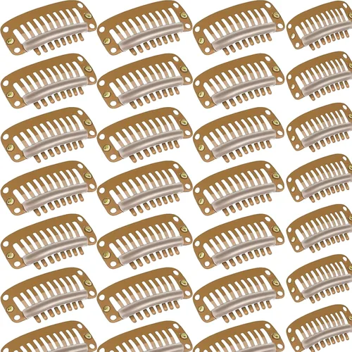 Miniatura 8 de WILLBOND - 30 piezas de broches para extensiones de cabello de 32 mm con 9 dientes, broches para pelucas, peine pequeño, accesorios de peluca