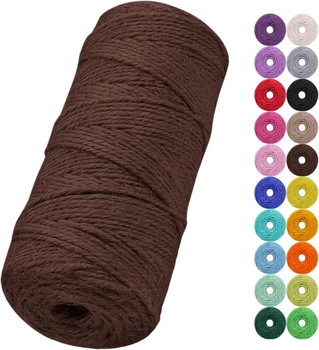 Miniatura 21 de Cuerda de yute natural de 0.079 pulgadas y 328 pies para manualidades, cuerda de yute de colores de 3 capas para envoltura de regalos, jardinería