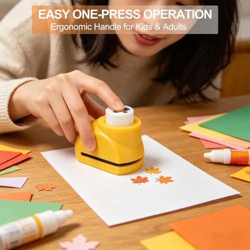 Miniatura 3 de Yctze - Perforadora de hojas, accesorios para manualidades de bricolaje: hermoso cortador de papel con hoja de árbol con 8 piezas de papel