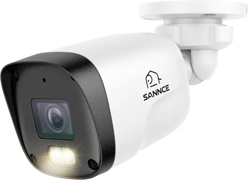 SANNCE - Cámara de seguridad PoE 2K 3MP - Visión nocturna infrarroja y a todo color, IP67 resistente a la intemperie, detección inteligente de