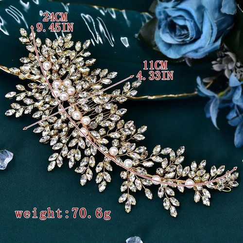 Miniatura 3 de Peine de pelo de cristal para boda, accesorios para el cabello, perlas y diamantes de imitación, peines laterales nupciales para mujeres y niñas