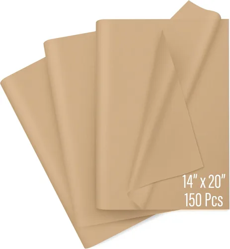 Sanzix - 150 hojas de papel de seda kraft a granel de 14x20 pulgadas - Papel de regalo marrón para bolsas de regalo, boda, cumpleaños y Papel kraft