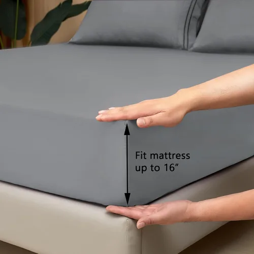 Miniatura 3 de Mejoroom Juego de sábanas de tamaño King – Sábanas y fundas de almohada de ropa de cama 1800 de lujo para hoteles – Sábana bajera con bolsillo