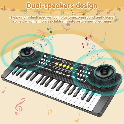 Miniatura 2 de Piano de teclado para niños, 37 teclas, juguetes para niños, principiantes, pianos electrónicos con micrófono, juguete musical educativo para niños