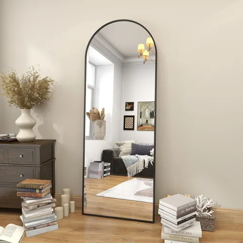 Miniatura 24 de BEAUTYPEAK Espejo de Piso de Cuerpo Completo Arqueado de 64"x21", Espejo de Longitud Completa para Colgar o Apoyar con Parte Superior Arqueada, Plata
