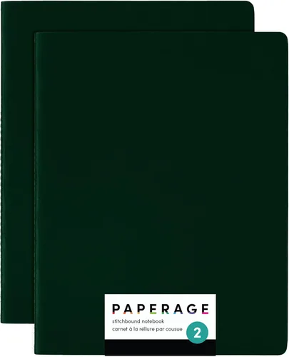Miniatura 14 de PAPERAGE Cuaderno de diario forrado de tapa suave, paquete de 2, negro), 100 páginas, grande de 7.5 x 9.5 pulgadas, con rayas universitarias, ideal