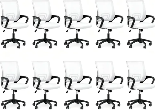 Miniatura 22 de Silla de oficina ergonómica, silla de escritorio de malla con respaldo medio, silla de computadora, color negro Soporte lumbar, modo oscilante