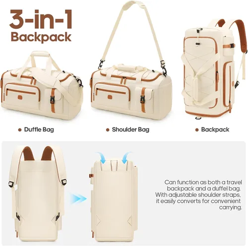 Miniatura 3 de Bolsa de gimnasio para hombres y mujeres con compartimento para zapatos y laptop, bolsa de viaje deportiva 3 en 1, mochila antirrobo para avión