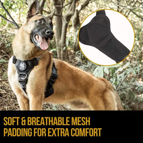 Miniatura 6 de Arnés ligero sin tirones para perro, perfecto para caminar y senderismo con perros pequeños a grandes (negro, XL)