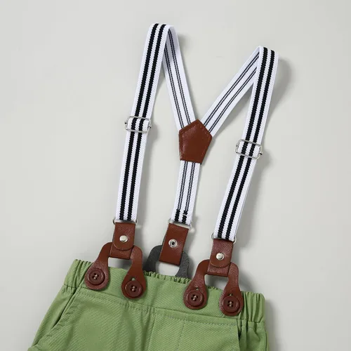 Miniatura 6 de YALLET Conjunto de ropa para bebé niño esmoquin de manga larga para caballero + sombrero de boina + pantalones con tirantes + corbatín de 0 a 18
