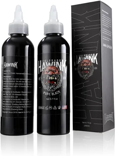 Miniatura 2 de Hawink Tinta de tatuaje 6.7oz (6.8 fl oz) Vegan-Friendly USA Standard Pigment Pure Black TI963-6.7OZ-T