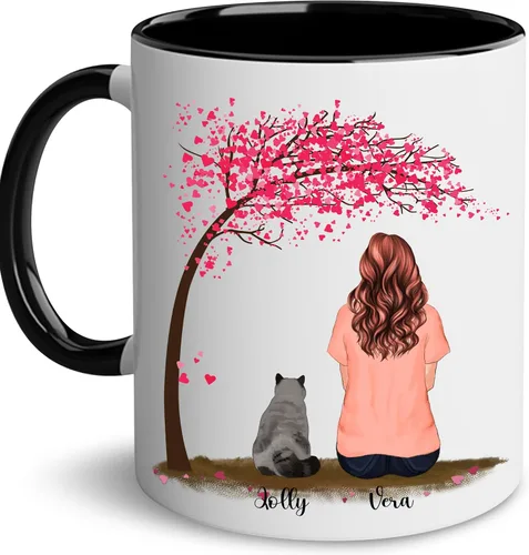 Miniatura 14 de WHIDOBE Taza personalizada de gato (1 gato) de 11 onzas, taza de 15 onzas para amantes de los gatos con avatar, gatito, nombres, regalo