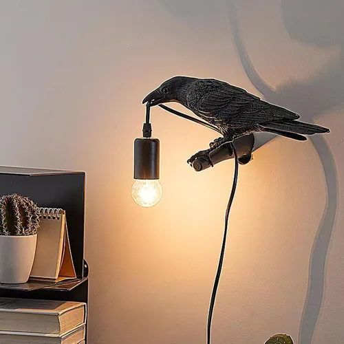 Miniatura 8 de HGomx Raven - Lámpara de escritorio LED de resina para dormitorio, oficina, sala de estar, casa de campo, Art Deco con enchufe