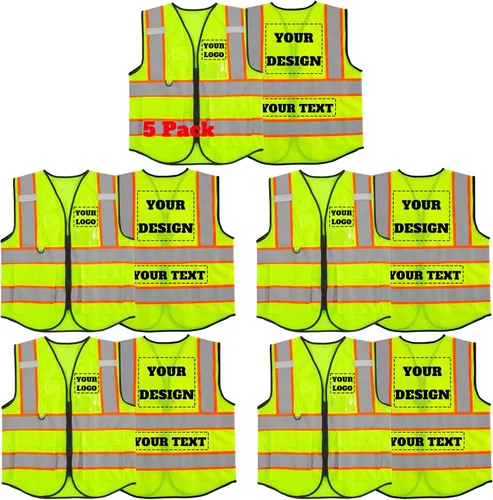 Miniatura 26 de Chaleco de seguridad reflectante de malla con logotipo personalizado con cremallera Chaleco de alta visibilidad para construcción al aire libre Ropa