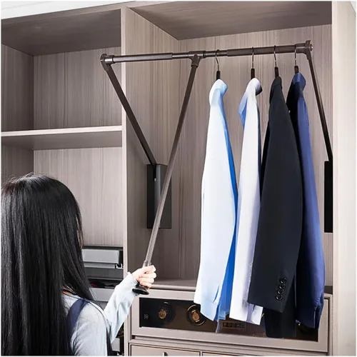 Miniatura 8 de Barra de armario desplegable para colgar ropa, colgador retráctil para armario de ancho interior de 26 a 35 pulgadas, tubo de aleación de aluminio