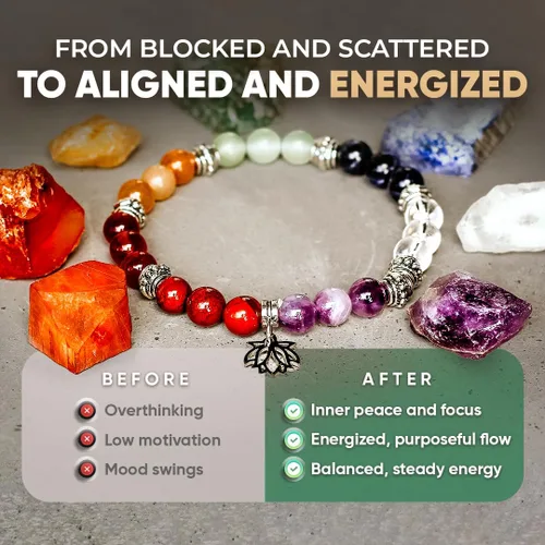 Miniatura 16 de Conscious Items Pulseras espirituales para mujeres y hombres, pulsera de cristal curativo con piedras naturales para meditación, alineación