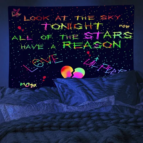 Miniatura 2 de PSYHILAR Blacklight Lil Peep Tapestry, Pósteres de Luz Negra para Dormitorio, Bandera UV Star Shopping Rapper (40 x 30 Pulgadas)