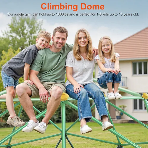 Miniatura 6 de Cúpula de escalada para niños de 10 pies, con hamaca, juego resistente para todo tipo de clima al aire libre para edades de 3 a 12 años, marco