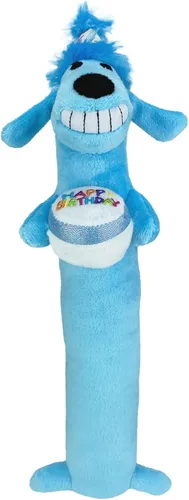 Multipet Loofa - Juguete de peluche para perro con sombrero de cumpleaños, juguete chirriante para perros, peluche suave, juguetes de peluche para