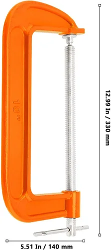 Miniatura 2 de 2 paquetes de abrazadera en C de 10 pulgadas, abrazadera en C de hierro maleable, abrazadera en C de alta resistencia para carpintería, metalurgia