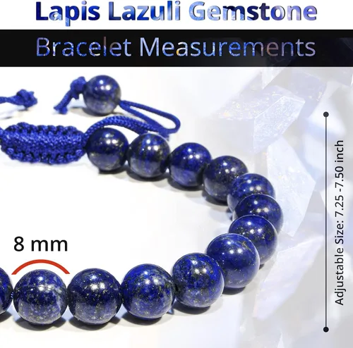 Miniatura 3 de Adjustable Crystal Bracelet – Gemstone Bead Bracelet with Adjustable Macrame String – Chic Gemstone Bracelet for Men and Women – 8mm Round Healing