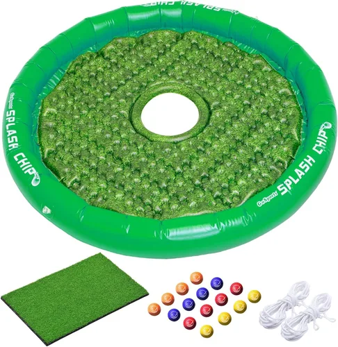 Miniatura 2 de GoSports Splash Chip - Juego de golf flotante, incluye objetivo de astillado, 16 pelotas de golf de espuma, 1 alfombrilla de astillado y cuerdas