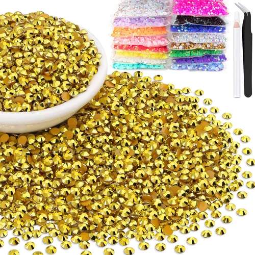 Miniatura 58 de 15000 diamantes de imitación de resina de 0.079 pulgadas a granel, diamantes de imitación de gelatina redondos negros con parte trasera plana, gemas