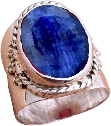 Miniatura 20 de Anillo de plata de ley 925 con piedras preciosas ovaladas auténticas, hecho a mano, hermoso regalo de Navidad para ella
