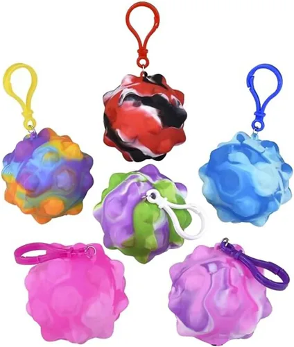 Miniatura 7 de Juego de 3 bolas de burbujas con clip – Bubble Poppers on Ball Squeeze to Pop – Juguete para ansiedad de burbujas – Presiona burbujas para explotar