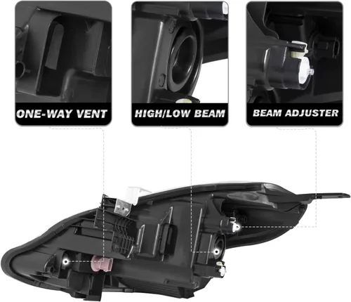 Miniatura 3 de SOCKIR Conjunto de faros delanteros compatibles con Nissan Versa 2015-2019, estilo OEM, lámparas halógenos de recambio, lado del pasajero derecho