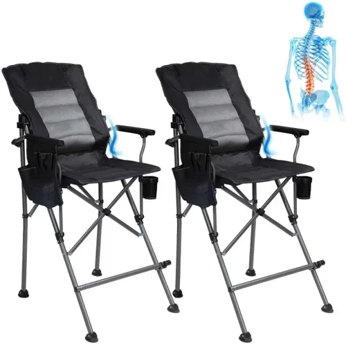 Miniatura 13 de REDCAMP Silla de campamento alta de gran tamaño para adultos, silla de directores plegable portátil de 330 libras, taburete plegable de altura