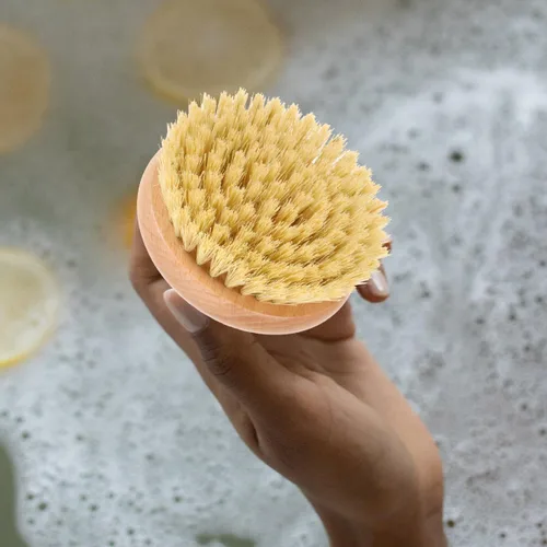 Miniatura 5 de Cepillo de ducha con mango para la espalda, exfoliante corporal de madera, cepillo de ducha de baño para cepillado húmedo o seco