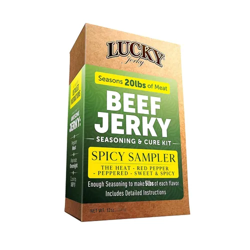 Miniatura 18 de Lucky Jerky Kit de condimento y curación de cecina, paquete de 4 unidades, original, pimiento rojo, teriyaki, condimentado, temporada 80 libras