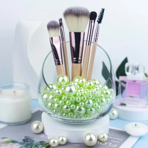 Miniatura 4 de 150 piezas de perlas de imitación de perlas falsas pulidas sin agujero de color verde claro para relleno de jarrón, decoraciones, perlas de plástico