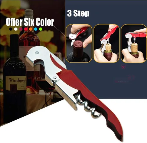 Miniatura 5 de Juego de sacacorchos para camareros profesionales, llave de vino con bisagras de acero inoxidable resistente para camareros de restaurantes, Rojo 4