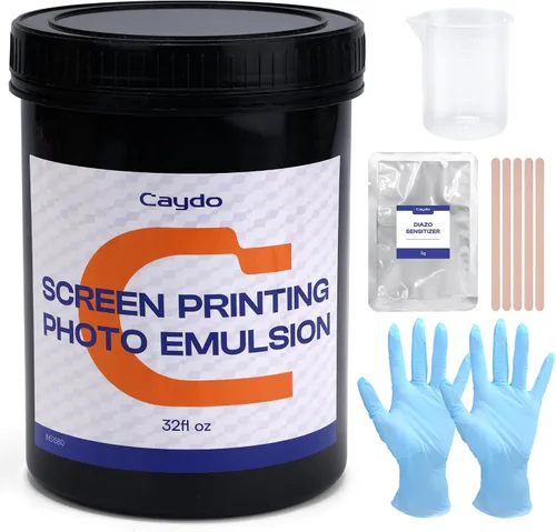 Miniatura 8 de Caydo Emulsión fotográfica para serigrafía (8.5 oz), sensibilizador diazo (0.04 oz), taza medidora, guantes y 5 palitos de agitación, suministros