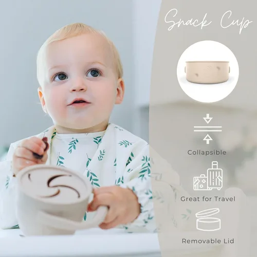 Miniatura 5 de Juego de alimentación para bebés, juego de regalo imprescindible para bebés, suministros de destete para bebés, juego de alimentación de silicona
