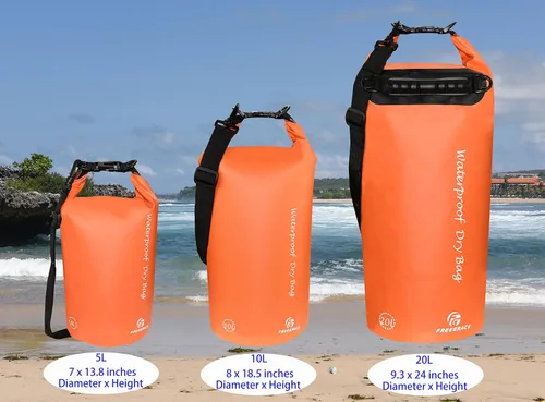 Miniatura 2 de Freegrace - Juego de 3 bolsas impermeables: bolsa con 2 cierres de cremallera y correa de hombro desmontable, riñonera y funda para teléfono; Naranja